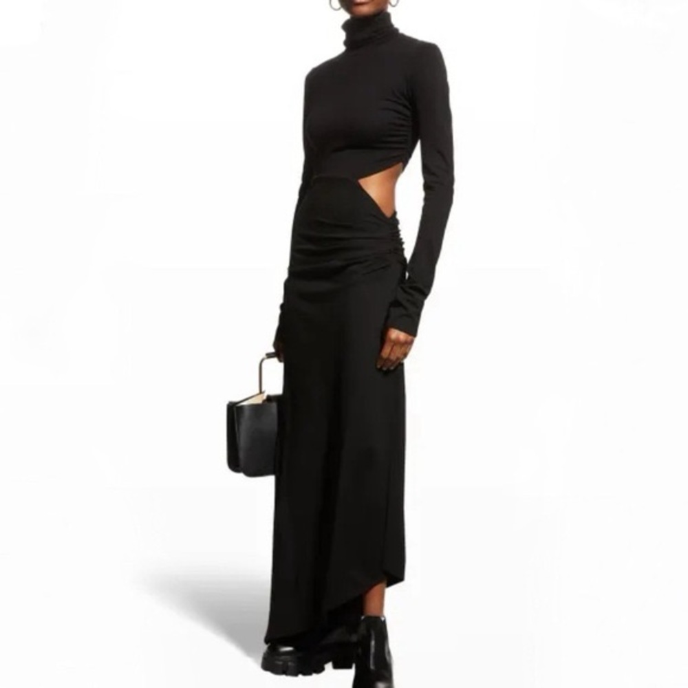 ALC Katherine velvet cutout side slit leg turtleneck‎ maxi dress gown 619